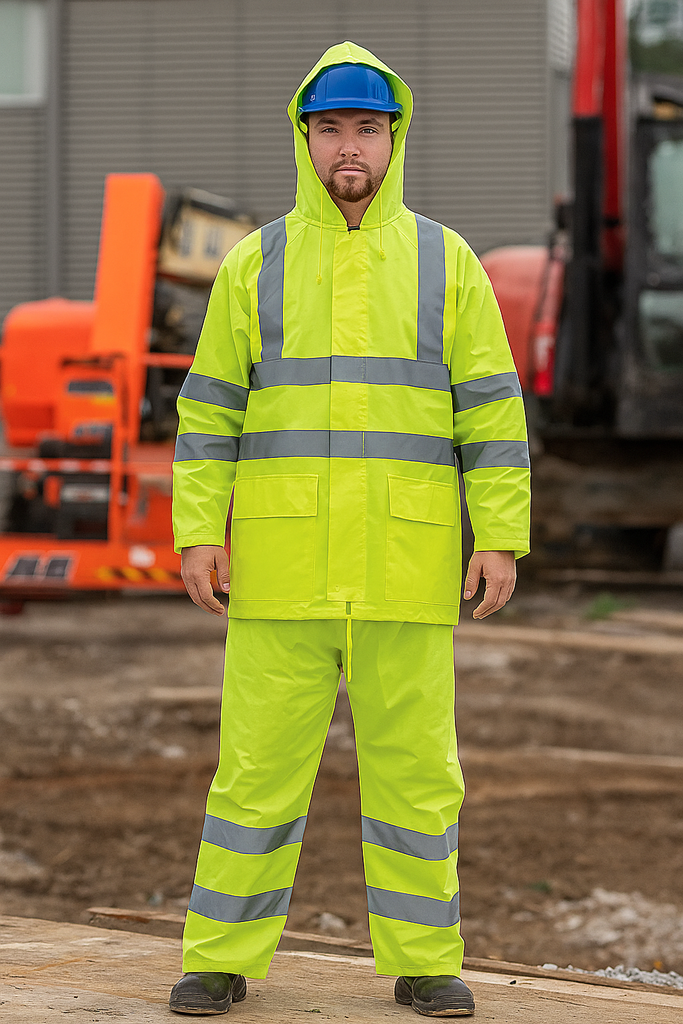 FlemX, FlemStorm, Rain Suit, Jacket and Pants, 2inch Reflective, Hi-Viz Green