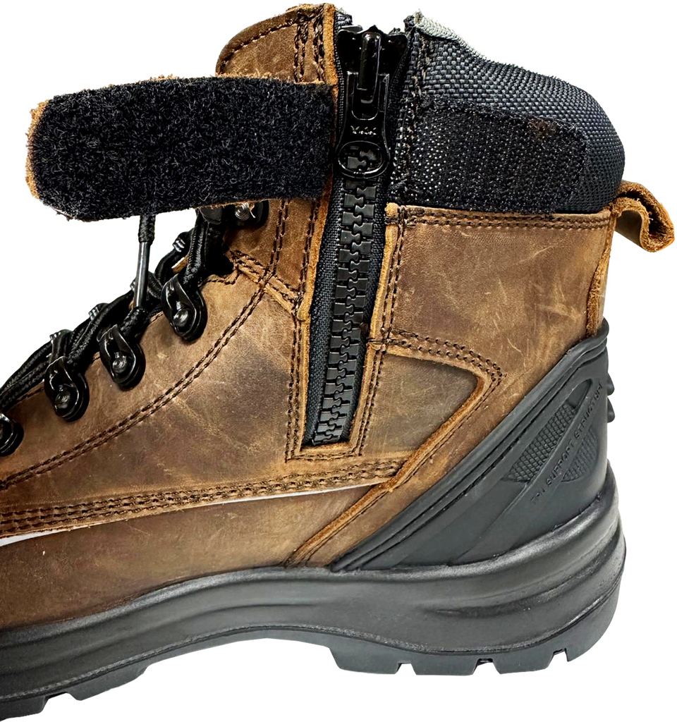 Victory, ProStep VD203, Mid-cut Safety Shoes, Side-Zip with Lace, S3S SR, Brown
