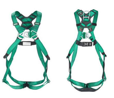 MSA, 10205337, V-FORM Full Body Harness, Front & Back D Ring, 5 Adjusters, Qwik-Fit Buckles