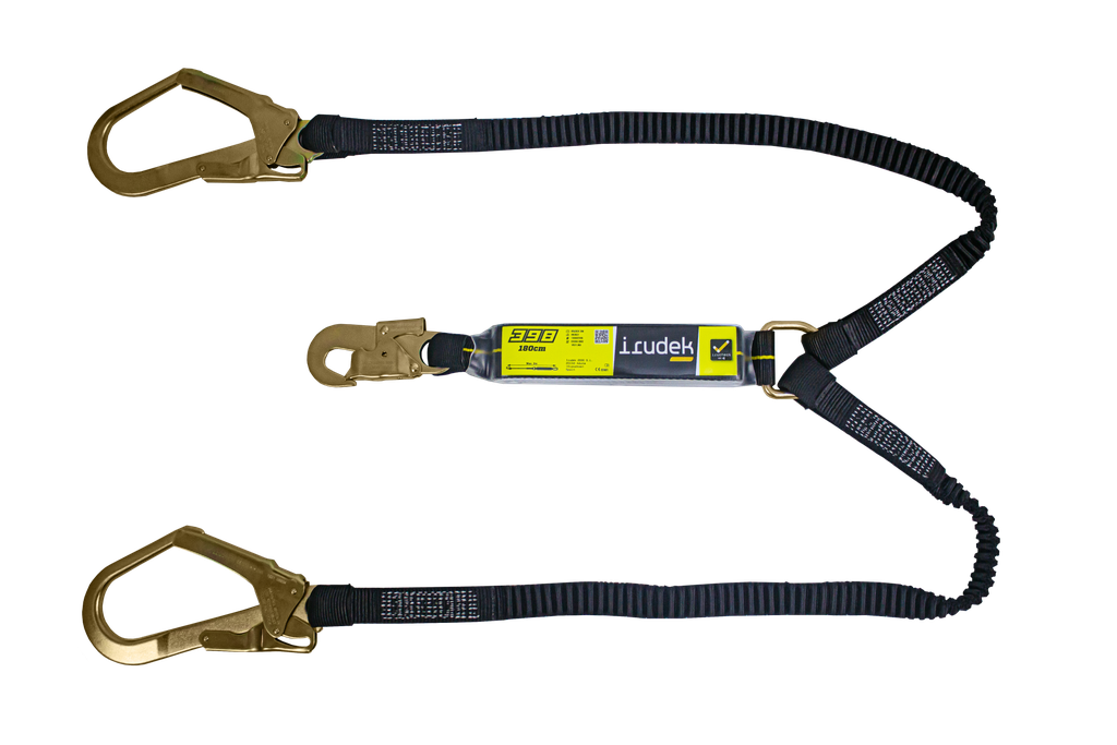 Irudek, ABE-FLEX 398, Double Connecting Lanyard, Energy Absorber, Elastic Sling, Scaffold Hook, 140CM to 180CM