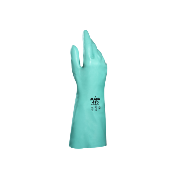 Mapa Professional, Ultranitril 493, Chemical Gloves, Nitrile, Green, 39cm