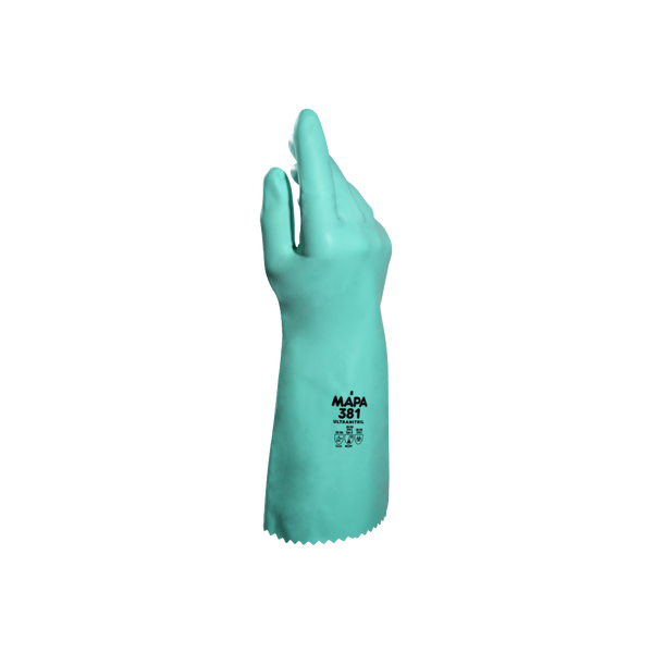 Mapa Professional, Ultranitril 381, Chemical Gloves, Nitrile, Green, 36cm