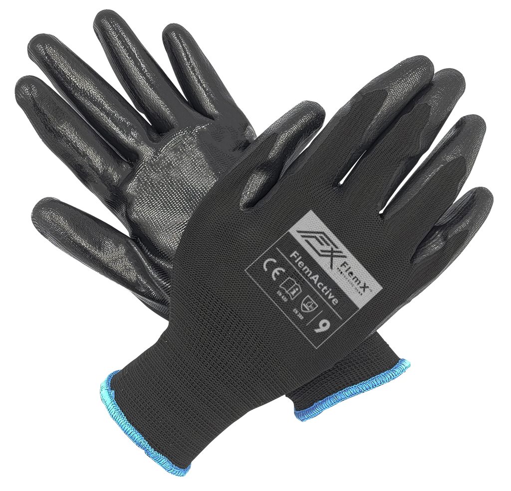 FlemX, FlemActive, Knitted Work Gloves, Nitrile Palm, EN 3131