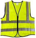 FlemX, Safety Vest P01, Zip Front, 4 pockets, 2inch Reflective Tape, Lime Green
