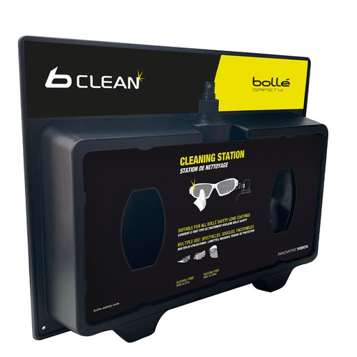 [WEBSITE] Bolle Safety, PACD500, Lens Cleaning Station with 500ML Lens Cleaner + 2x200 Multi Function Dry Cleaning Tissues