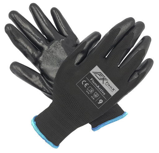 FlemX, FlemActive, Knitted Work Gloves, Nitrile Palm, EN 3131